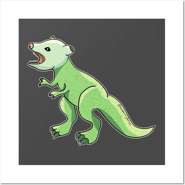 Opossum Dinosaur Hybrid: Opus Rex Wall Art by nonbeenarydesigns